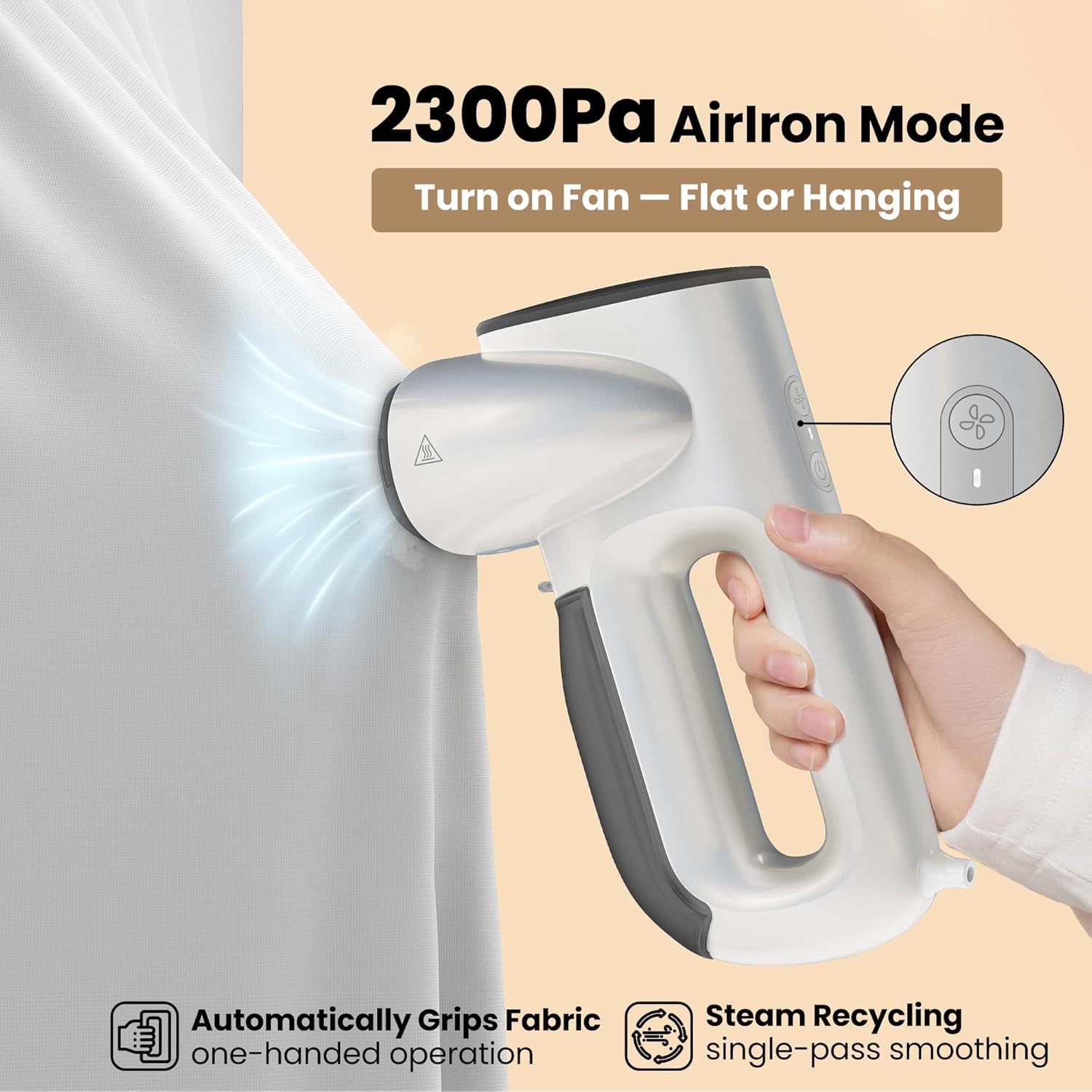 Magic 1 Handheld Vacuum Garment Steamer – Professional 2300Pa Suction Fabric-Grip & Airiron Tech for Crisp, One-Handed Ironing (110V)