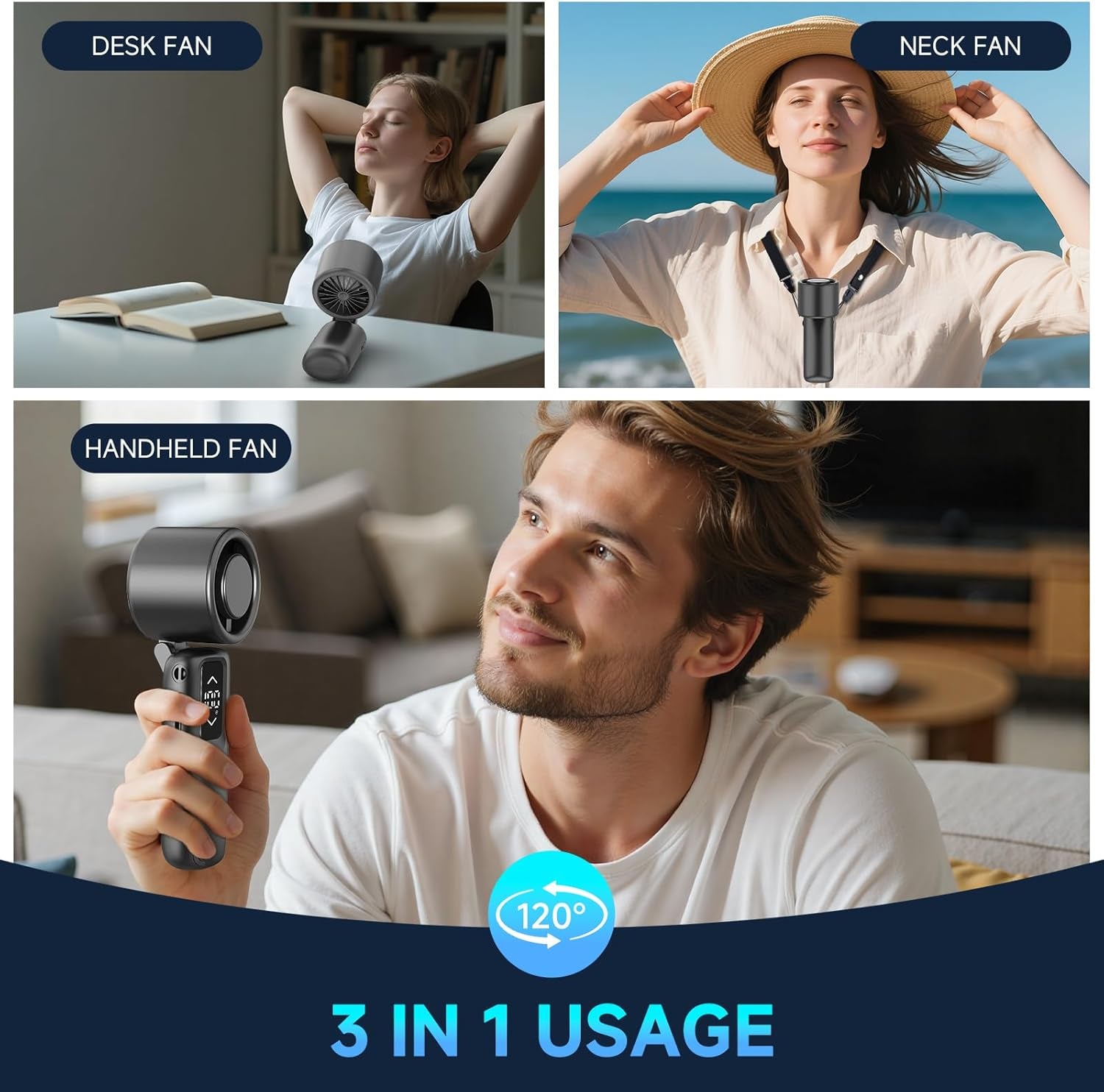 Stay Cool All Summer — 23-Hour Portable Fan with Customizable Wind Power for Indoor & Outdoor