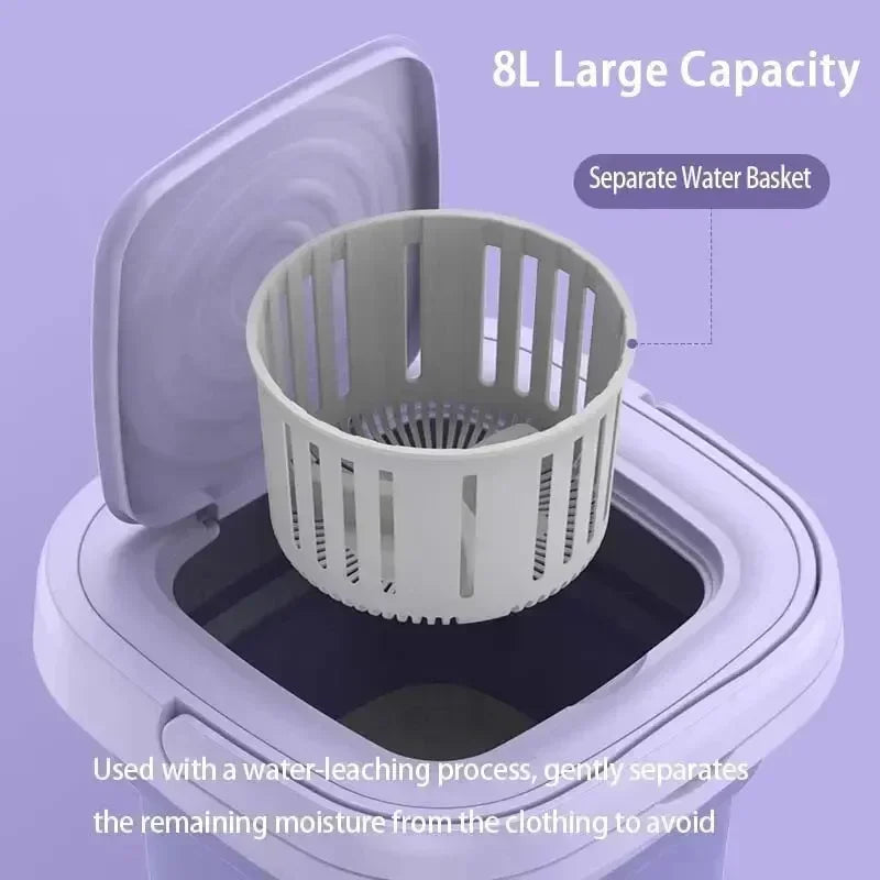 8L Portable Foldable Washing Machine with Spin Dryer – Compact Laundry Solution for Apartments, Travel & Delicates
