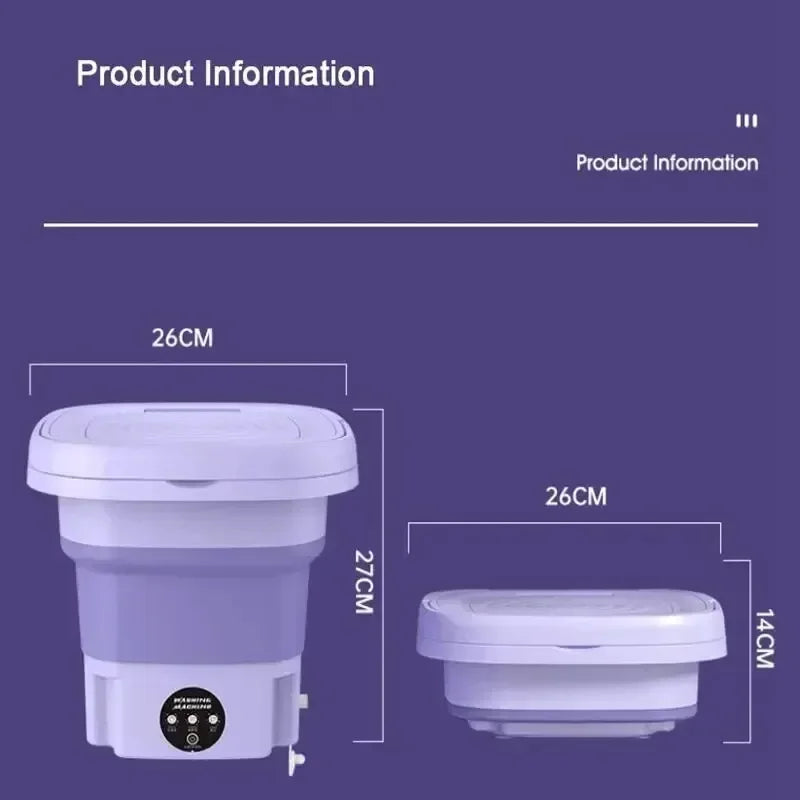 8L Portable Foldable Washing Machine with Spin Dryer – Compact Laundry Solution for Apartments, Travel & Delicates