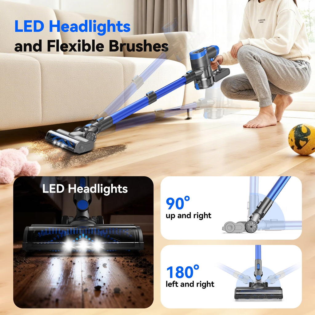 Devoac Cordless Vacuum Cleaner — Powerful 6-in-1 Cleaning Without the Premium Price | 27KPa Suction, 60-Min Runtime & Lightweight Design for Pet Hair, Carpet & Floors