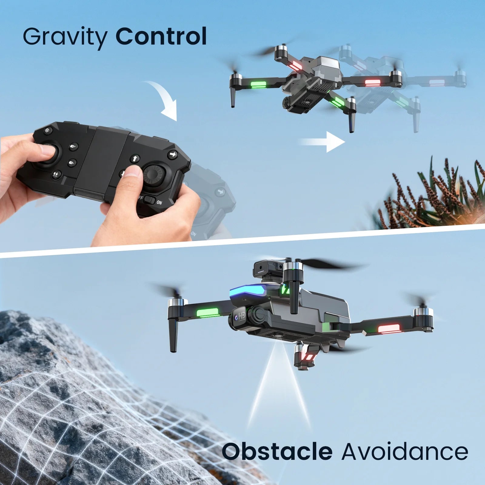 Must-Have 4K HD FPV Foldable Drone with Brushless Motor, Altitude Hold, Headless Mode & 2 Batteries — Perfect Gift for Adults and Kids