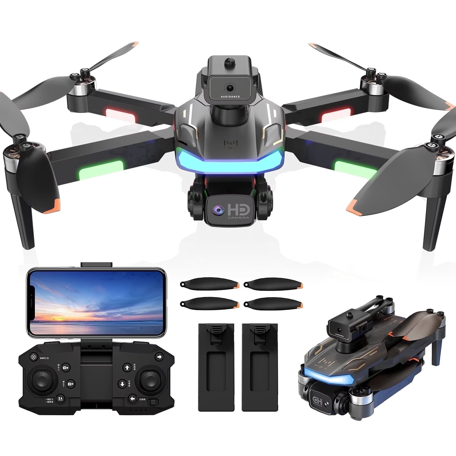 Must-Have 4K HD FPV Foldable Drone with Brushless Motor, Altitude Hold, Headless Mode & 2 Batteries — Perfect Gift for Adults and Kids