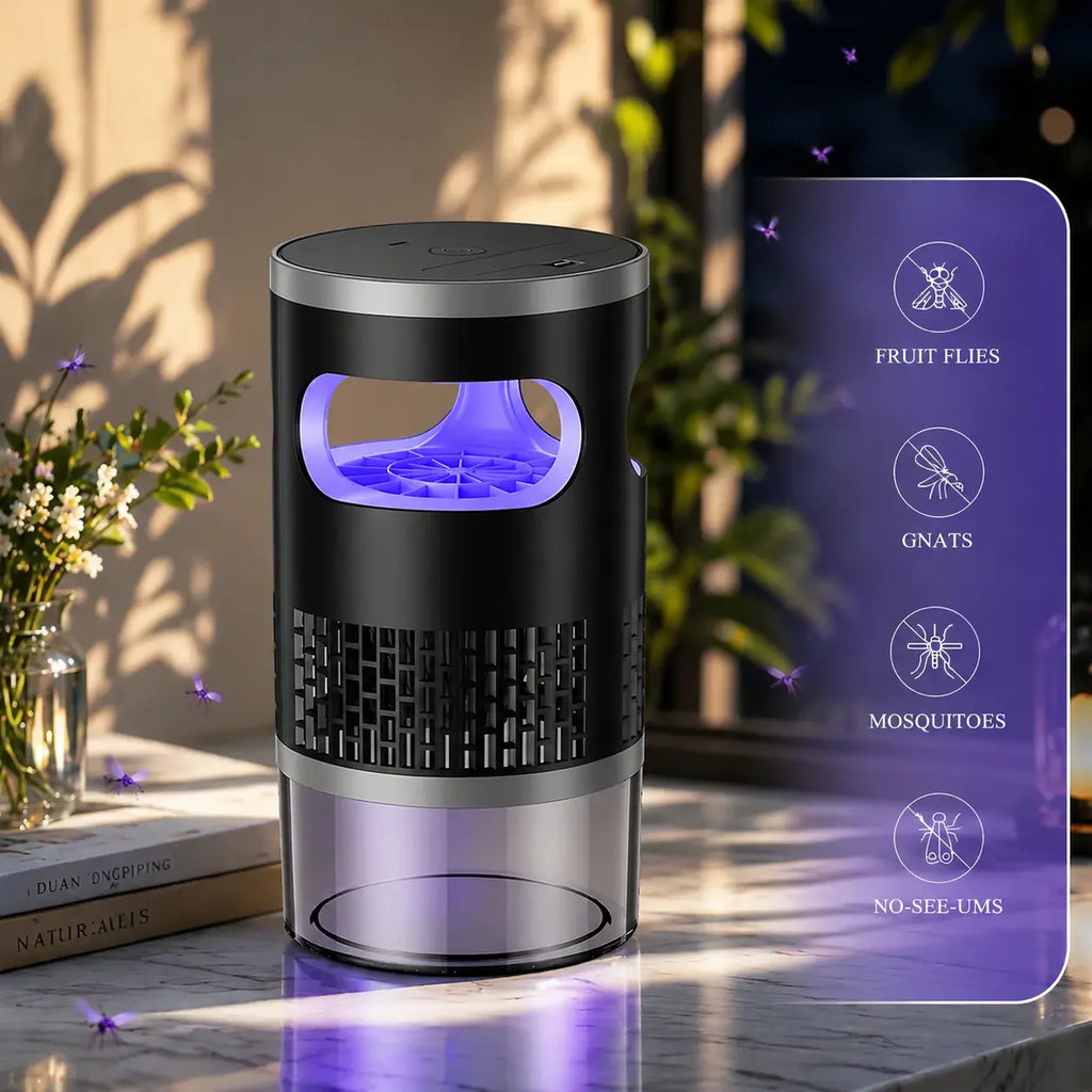 Beat Summer Bugs with an Indoor UV Insect Trap – Quiet Suction Catcher for Mosquitoes, Gnats, Fruit Flies & Moths