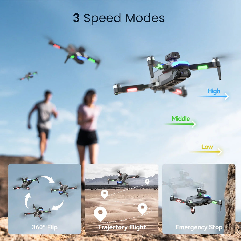 Must-Have 4K HD FPV Foldable Drone with Brushless Motor, Altitude Hold, Headless Mode & 2 Batteries — Perfect Gift for Adults and Kids